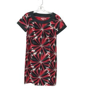 Boden Gray, Black, & Red Starburst Cotton Dress 6 Regular